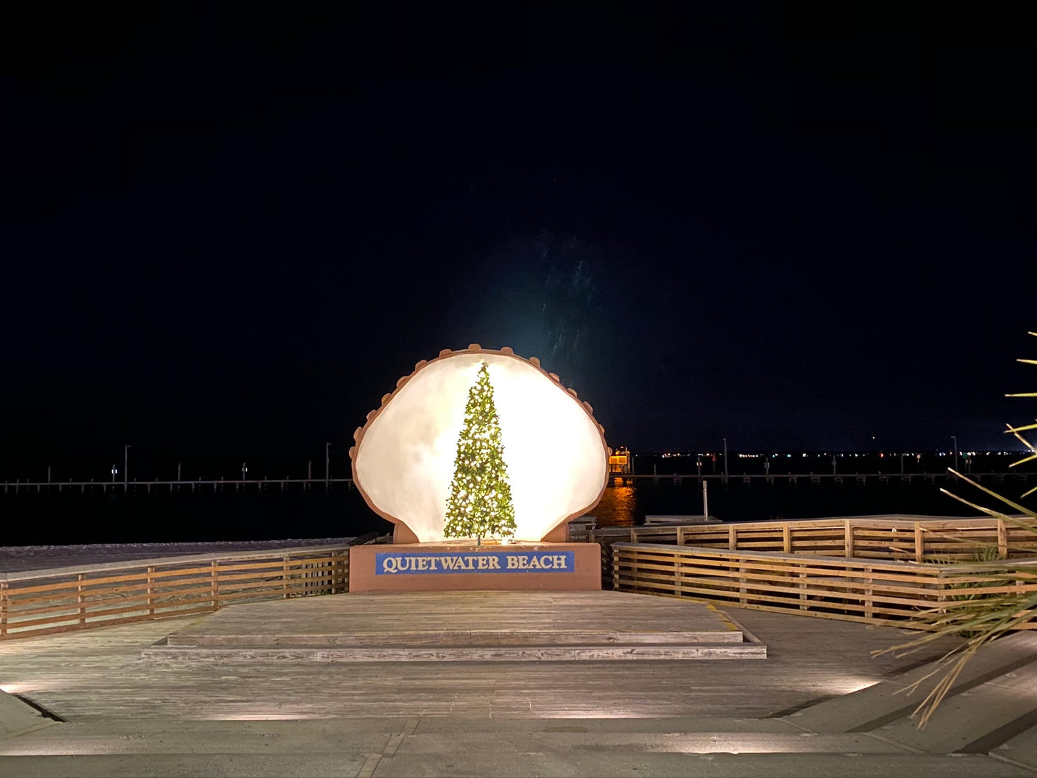 Pensacola Beach Boardwalk Christmas Tree Lit Up