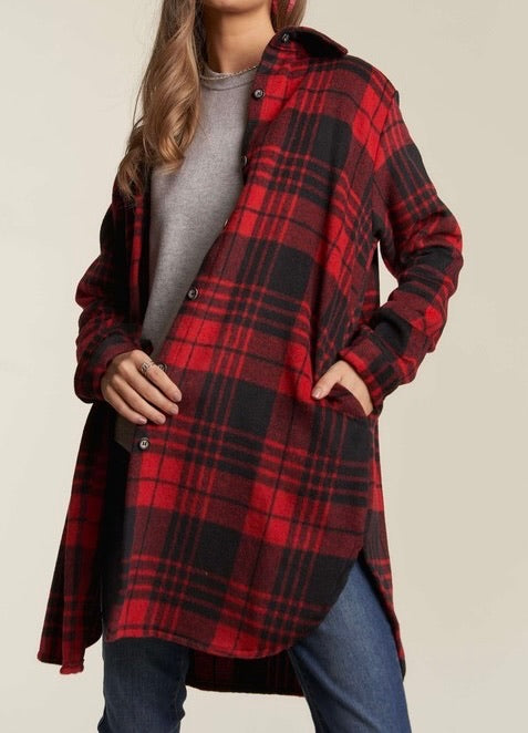 Camry Buffalo Plaid Jacket in red/black