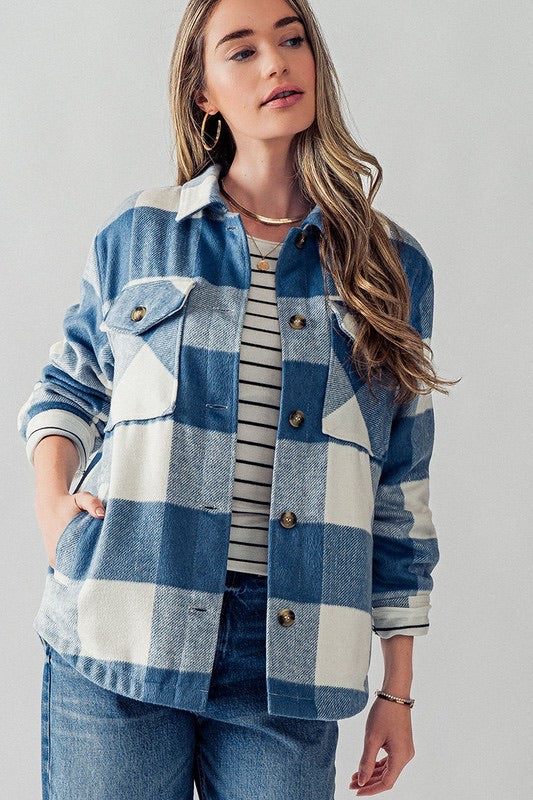 Bianca Blue Plaid Sherpa Jacket SALE