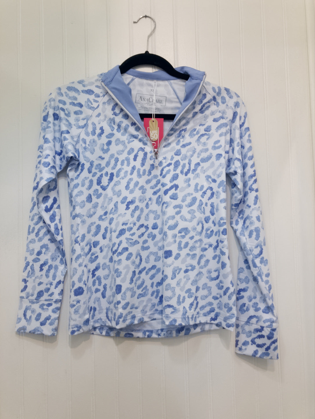 Briley 1/4 Zip Cool Long Sleeve Active Top - white + blue SALE