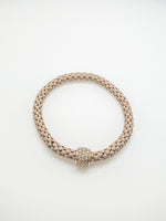 Scarlett taupe bracelet, tan interlocking chain with charm