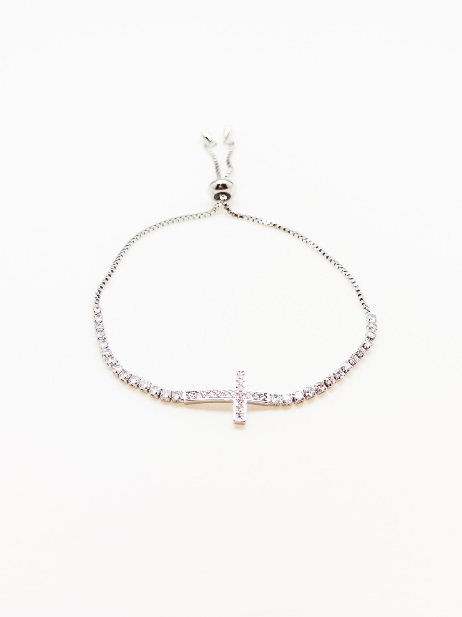 Lorelei Cross Adjustable Bracelet in Silver