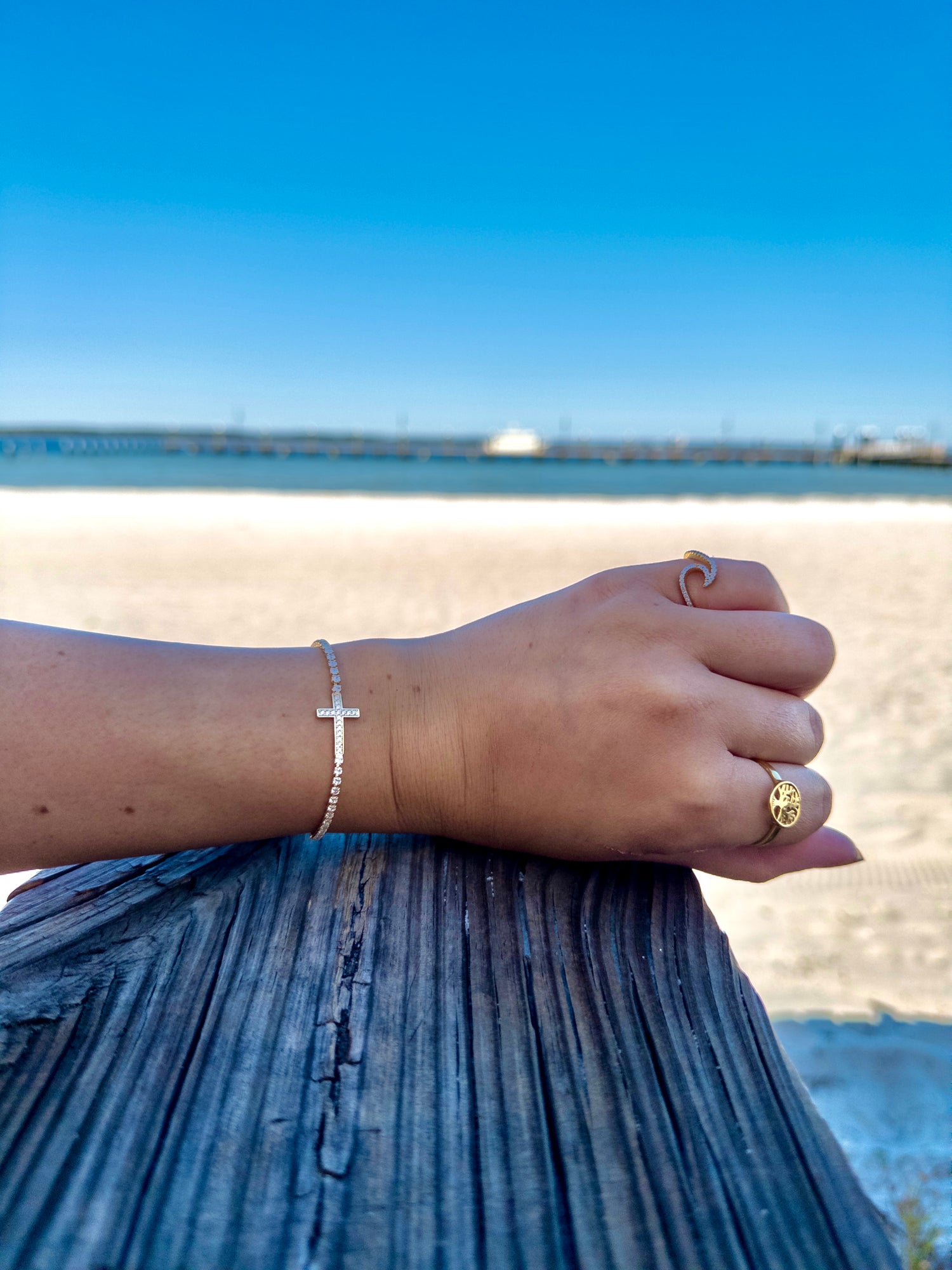 Lorelei Cross Adjustable Bracelet in Gold