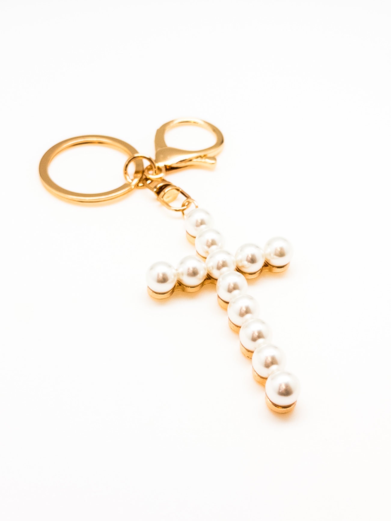 cross keychain gold 