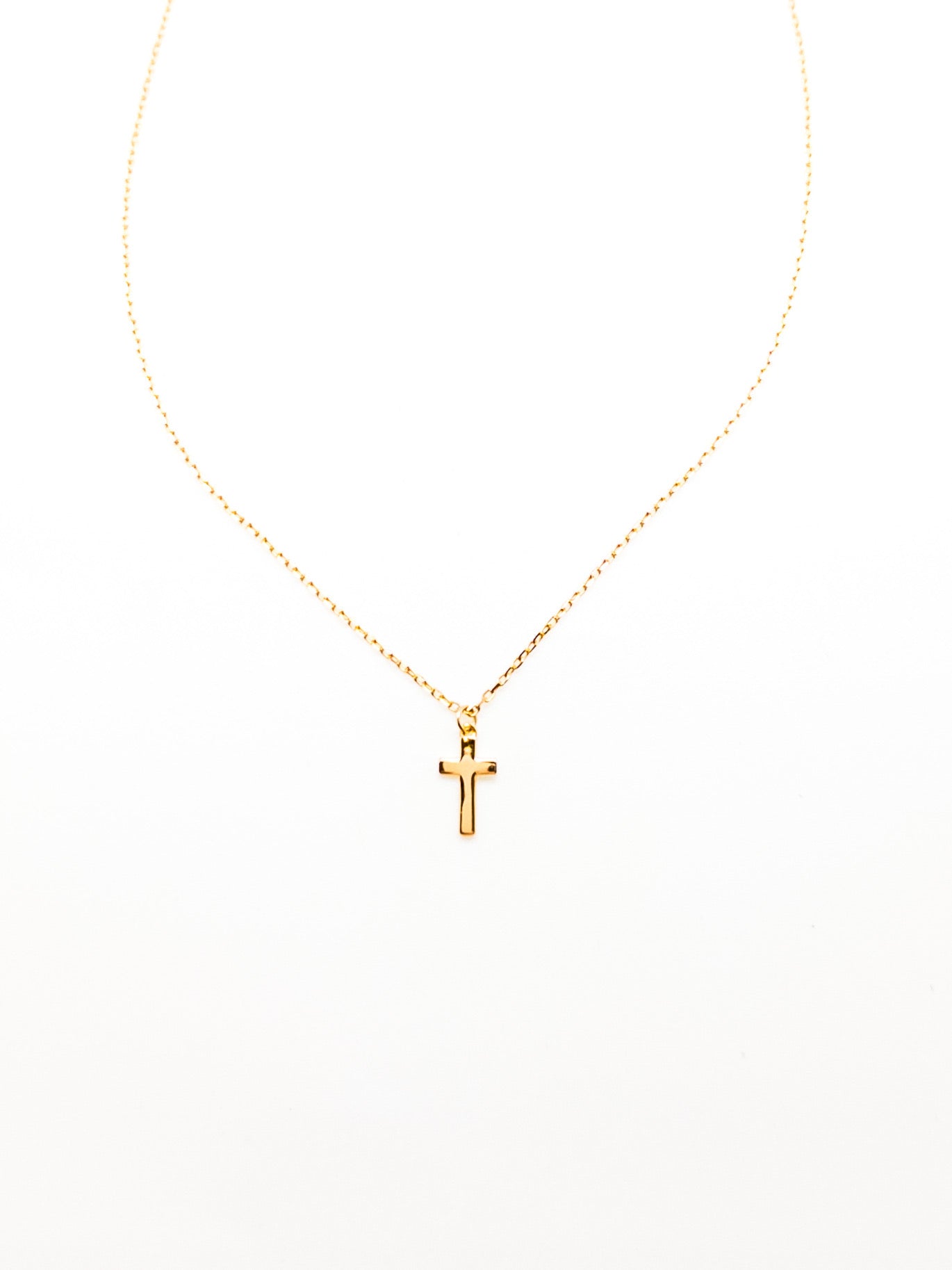 Mary Sterling Gold Cross Necklace