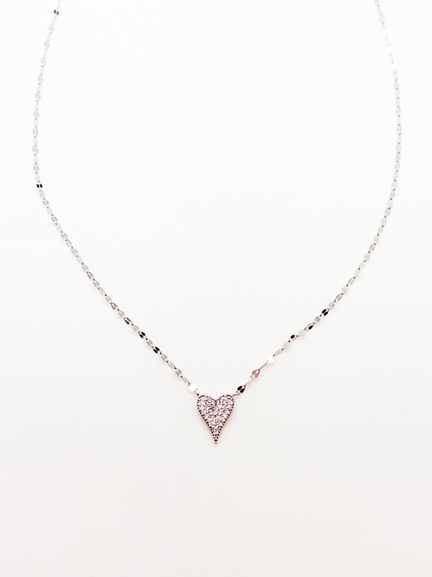 Gia Sparkly Heart Sterling Silver Necklace