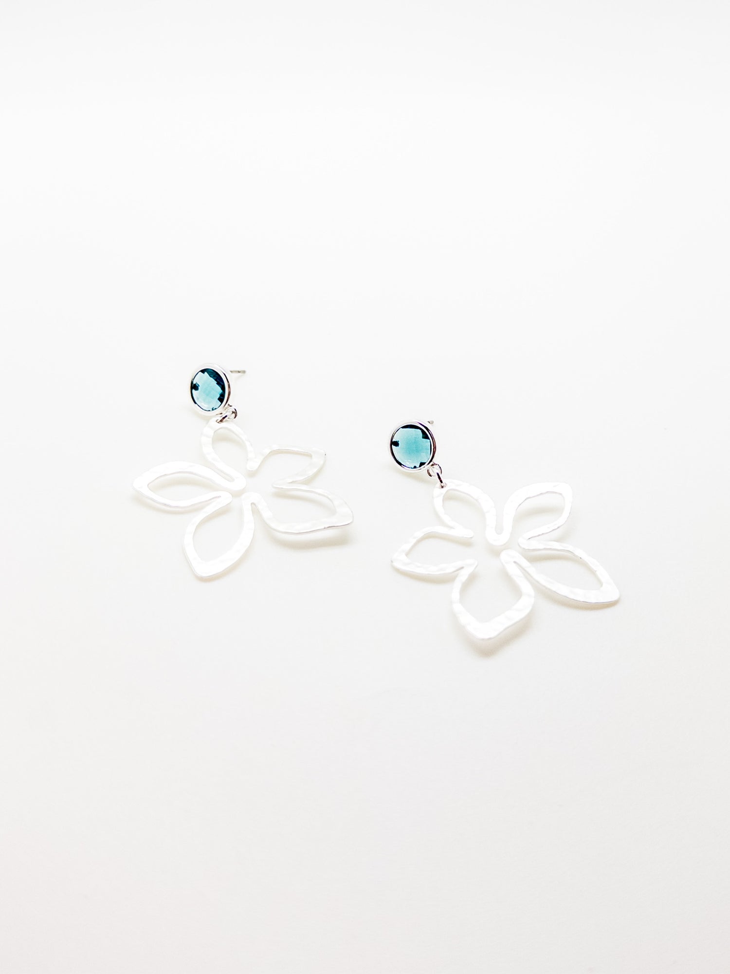 Jasmine Teal Earrings in Silver