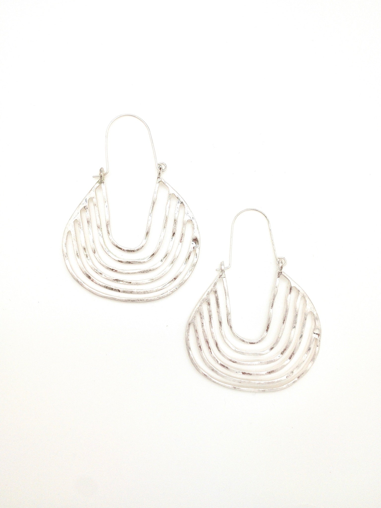 Mikayla silver drop hoop earrings