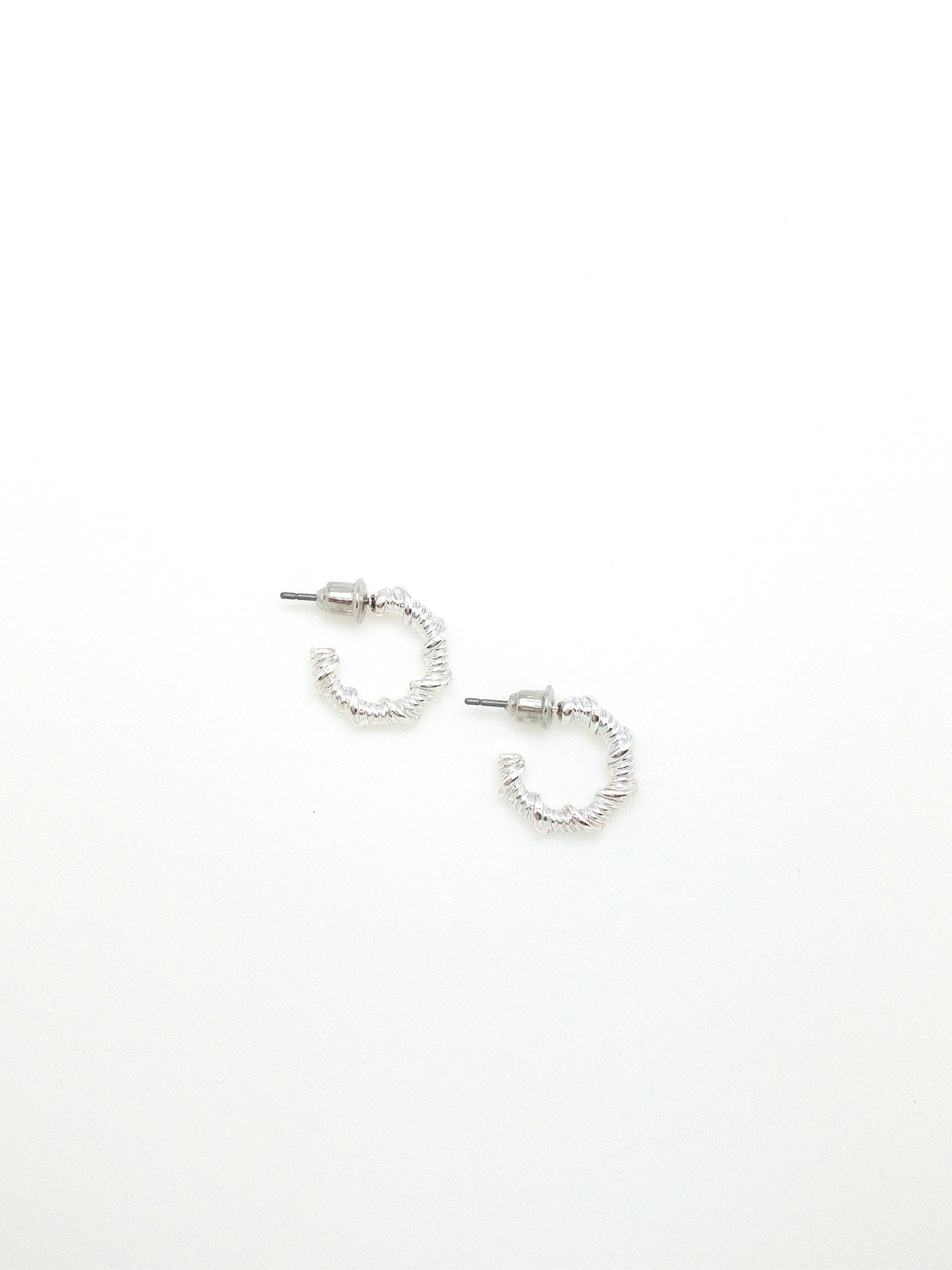 Layla small silver hoop earrings with a twisted rope detail