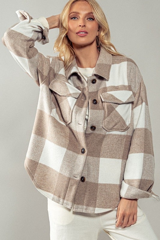 Amy Khaki Plaid Shacket