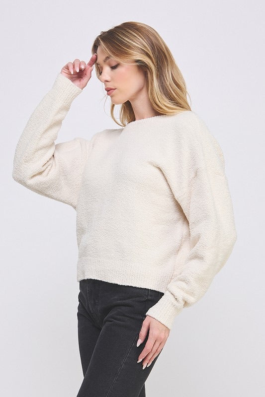 Grace Crisscross Sweater in Cream side view