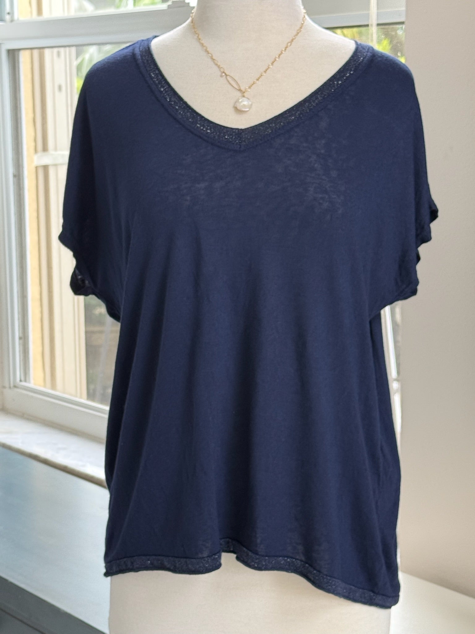 Grace Italian Top in navy