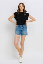 Harriet High Rise Distressed Shorts front view