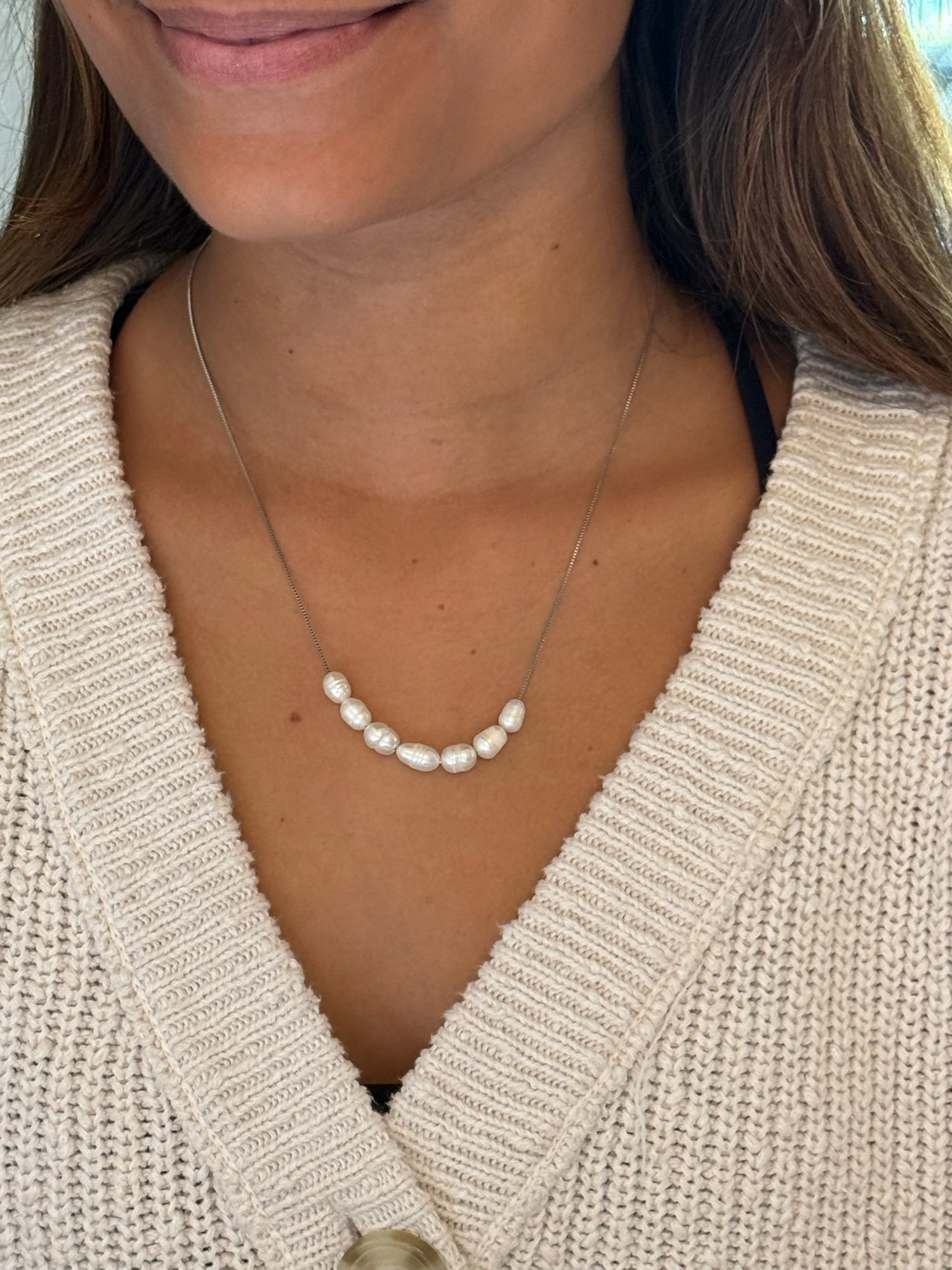 Luna Pearl Silver Necklace