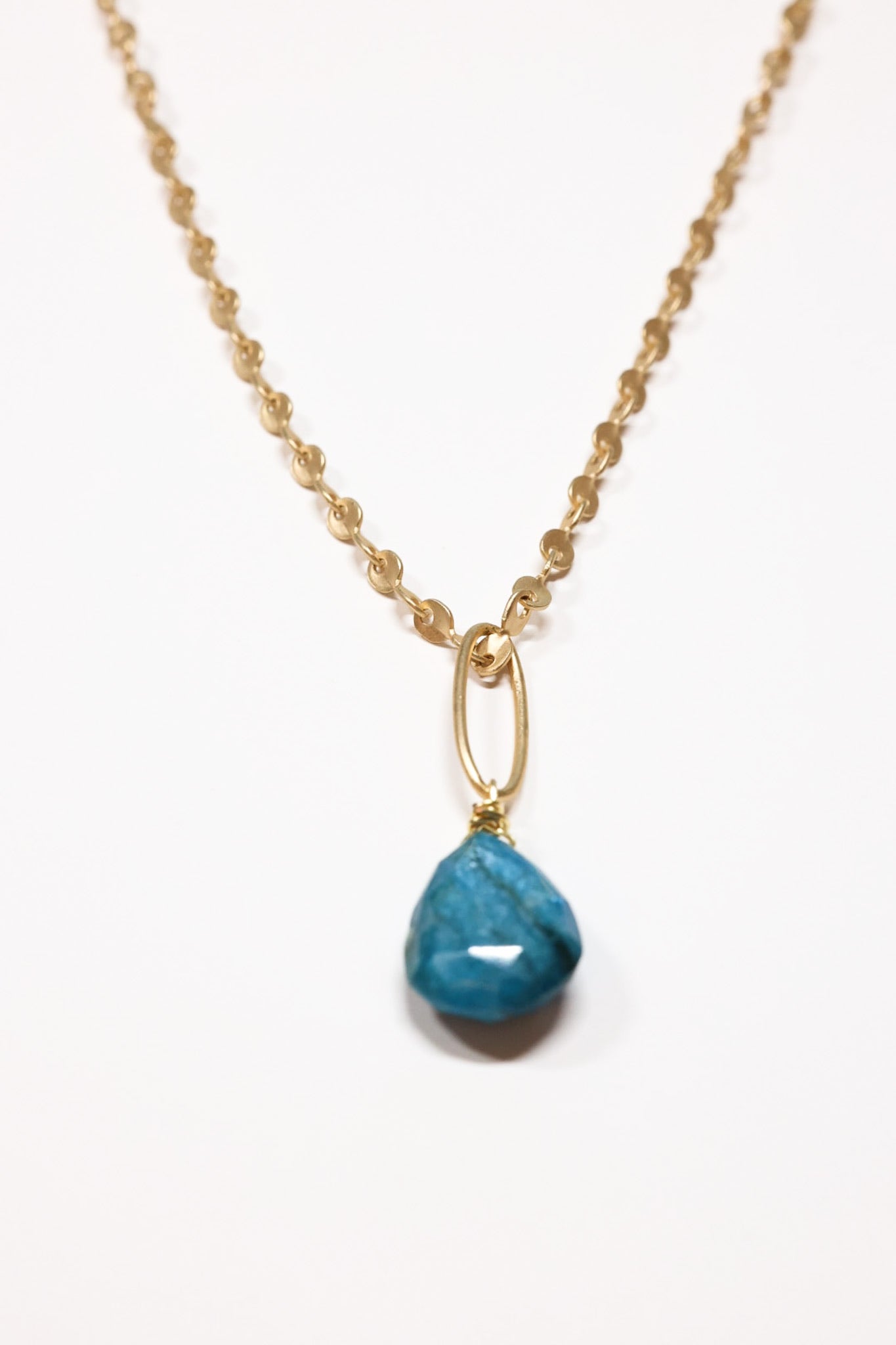 Chrysocalla Necklace -Matte Gold