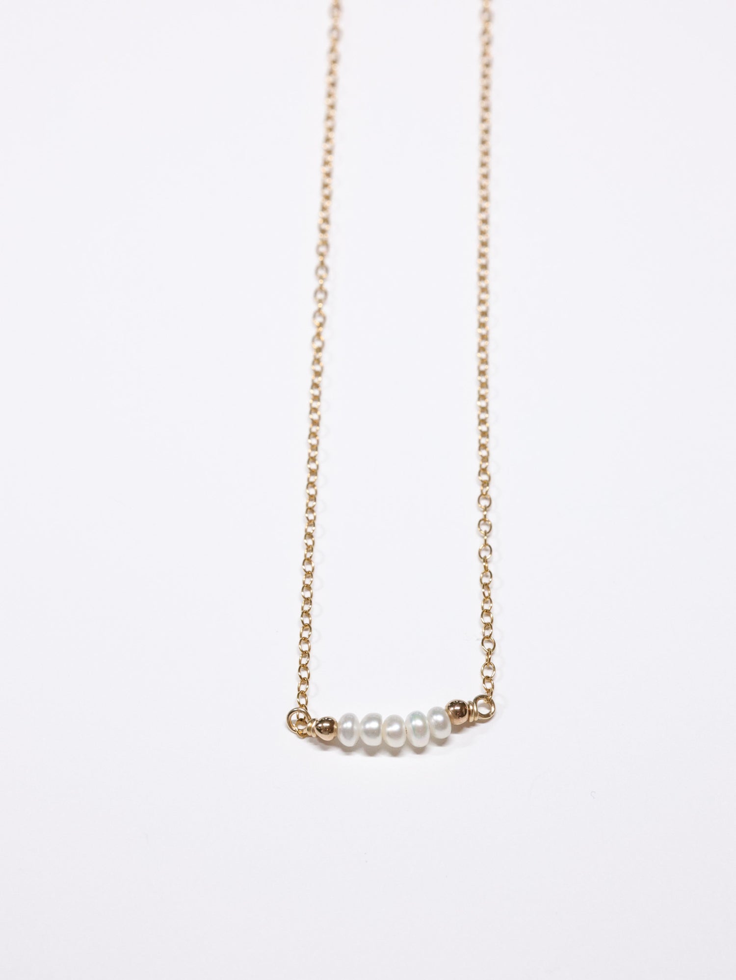 5 Tiny Pearls nh Necklace -gold filled