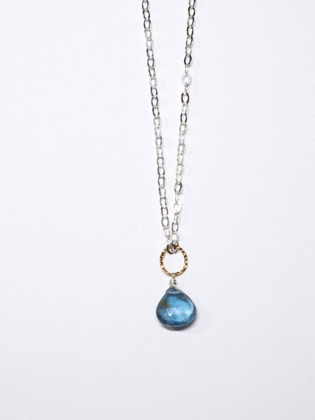 Myra Dark Aquamarine silver and gold nh necklace