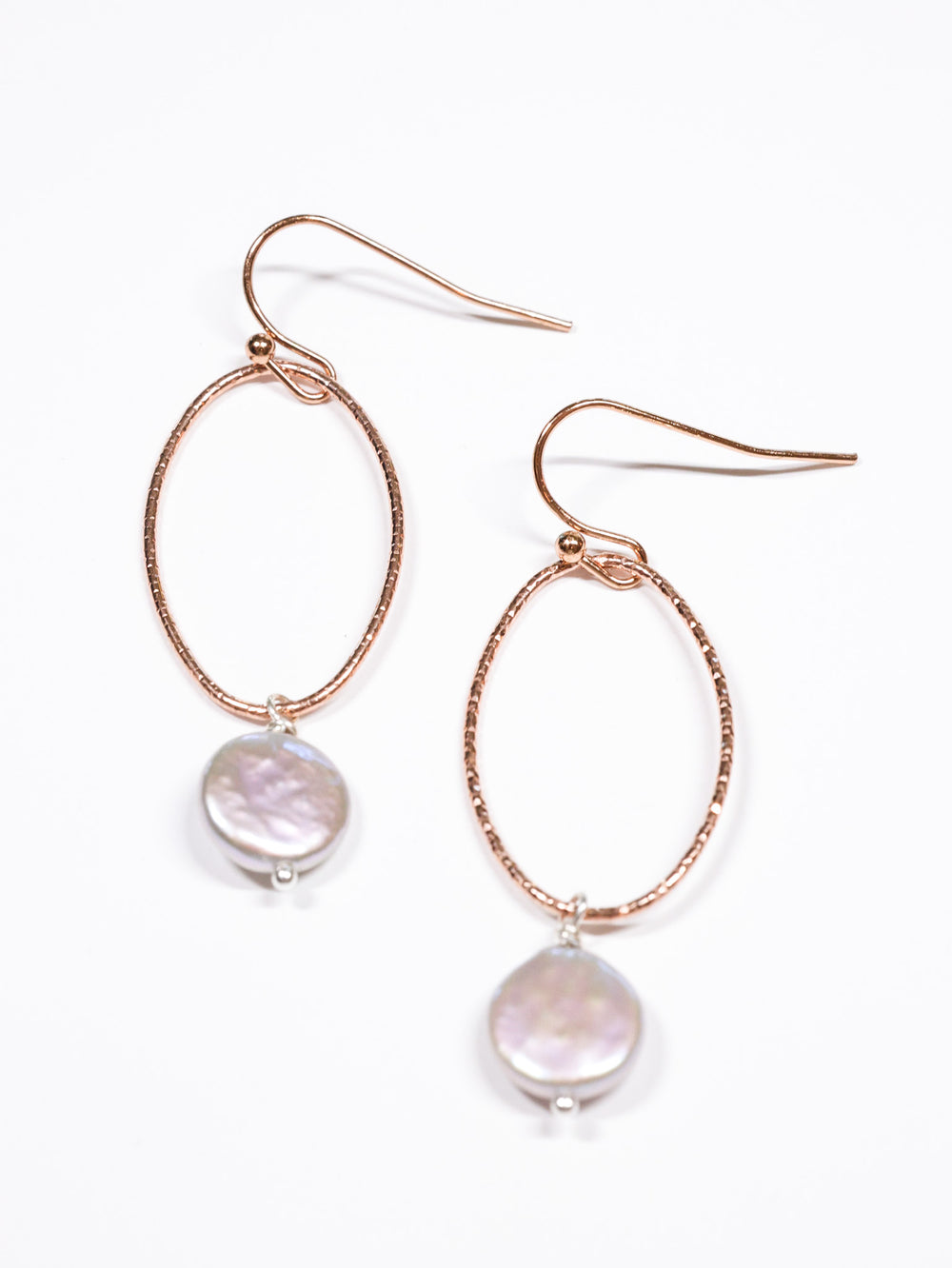 Paxton silver grey pearl nh rose gold earrings