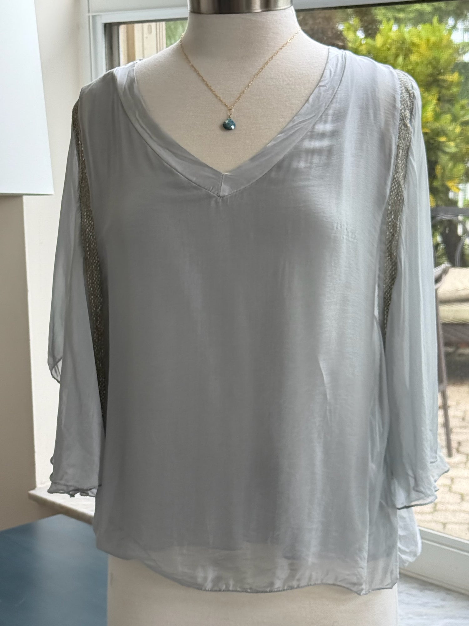 Grey silk blouse