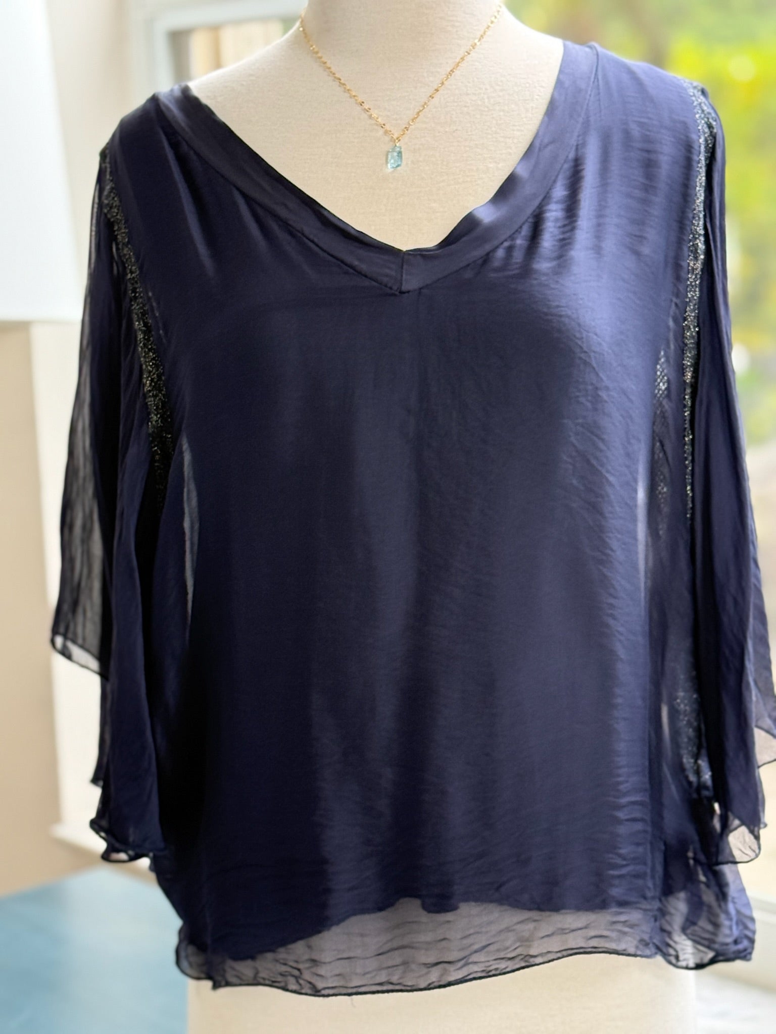 Silk navy blouse