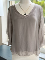 Taupe silk blouse