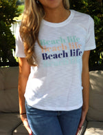 White beach life top on model 