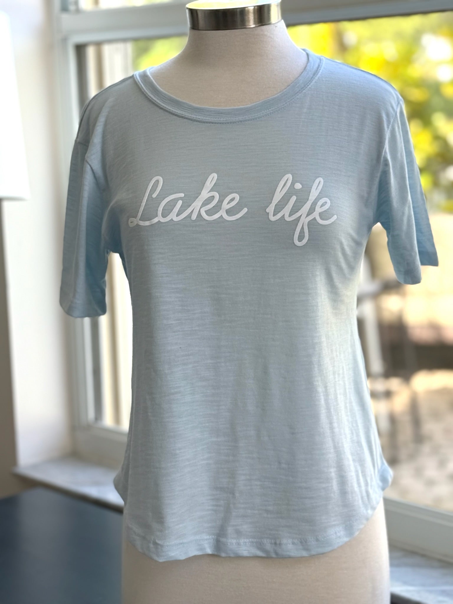 light blue lake life tee