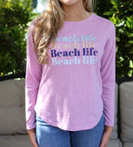 Orchid purple Long sleeve beach life top.