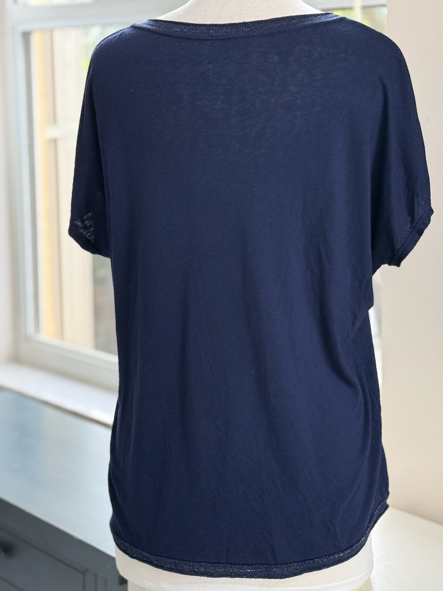 Grace V-Neck short sleeve shirt - Navy