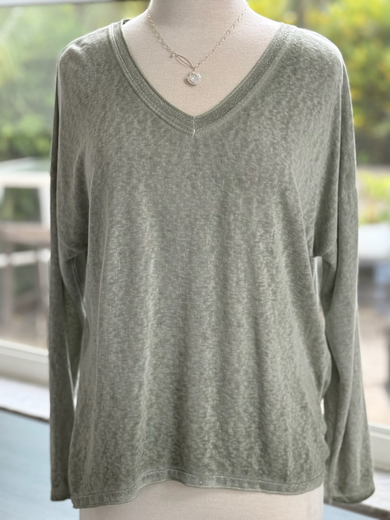 Grace Lightweight Sweater in olive green