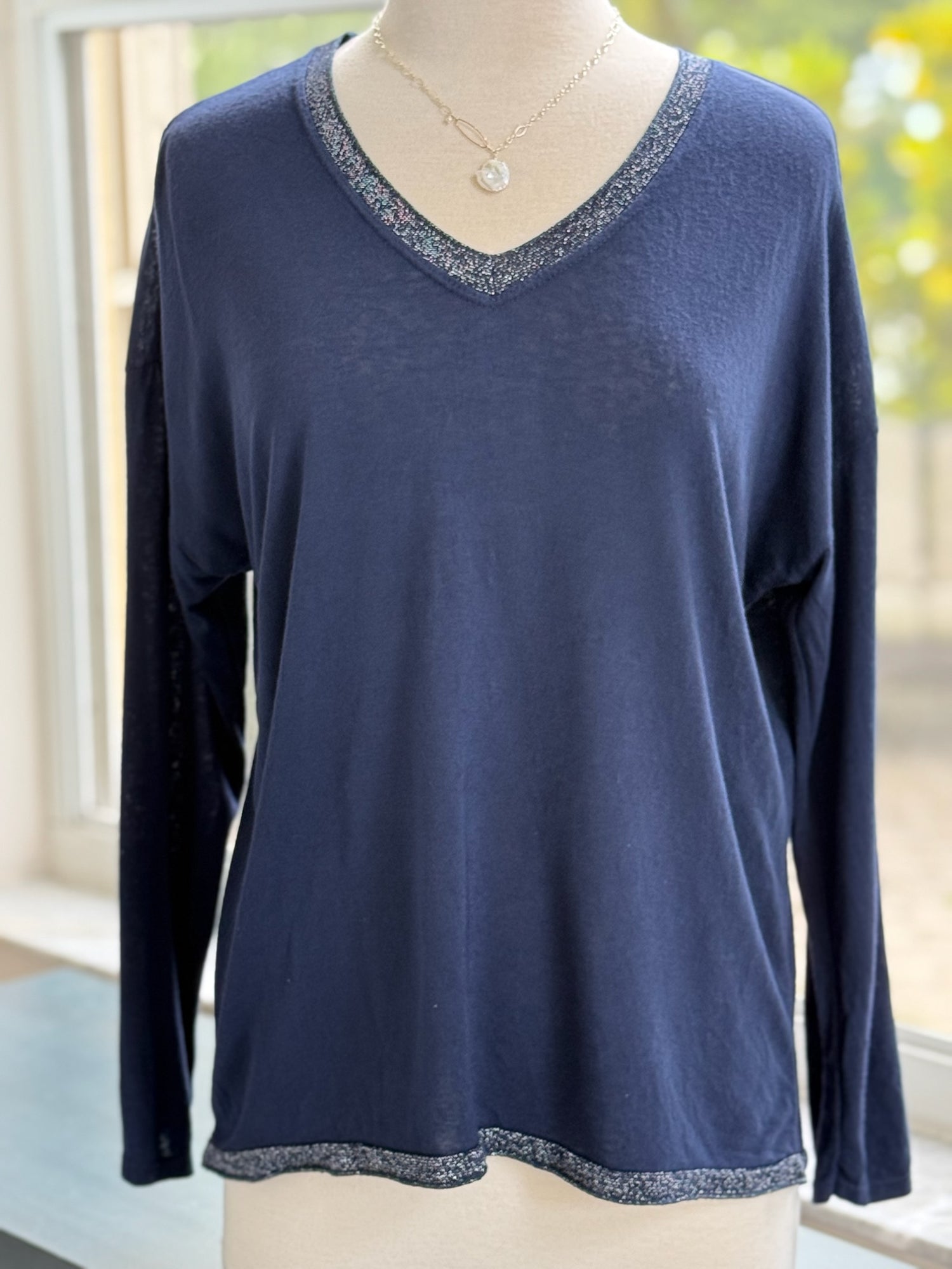 Grace Lightweight Sweater in navy