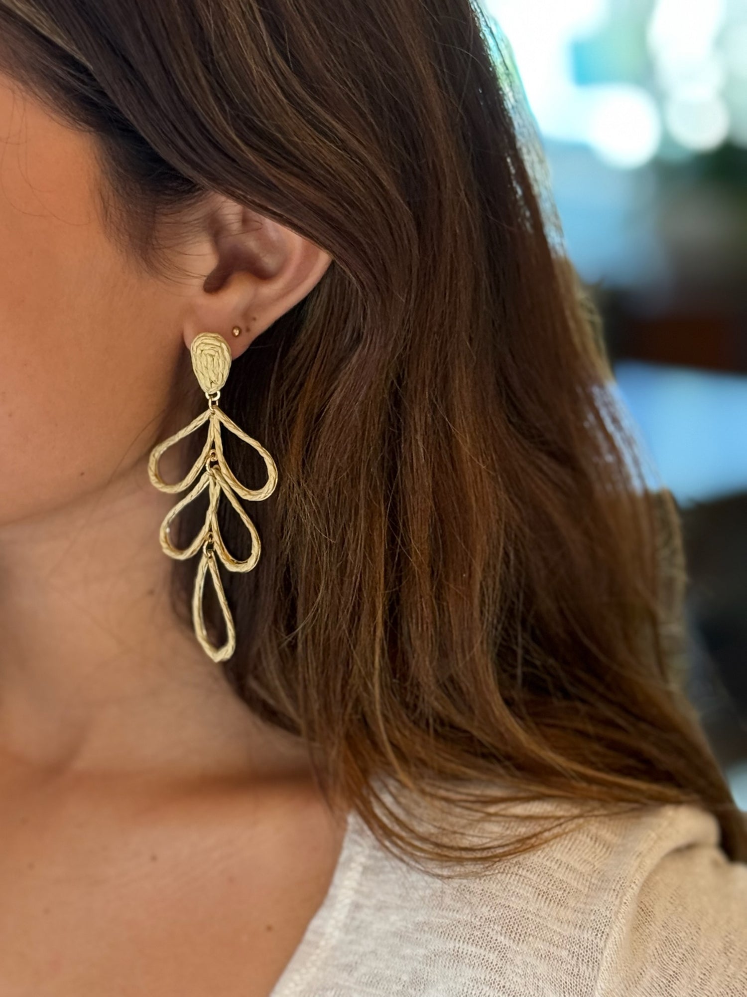 Evania Earrings in Tan