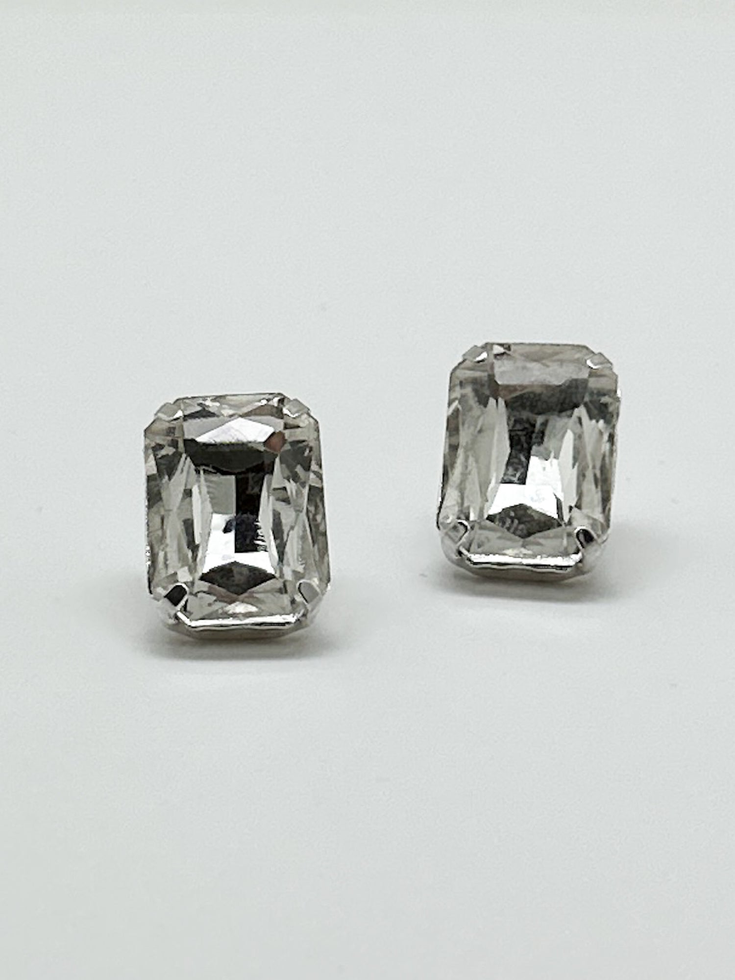 Jilliana Large Rectangular Studs- Clear