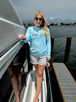 Beach Life Pensacola Beach SPF long sleeve on model in light blue