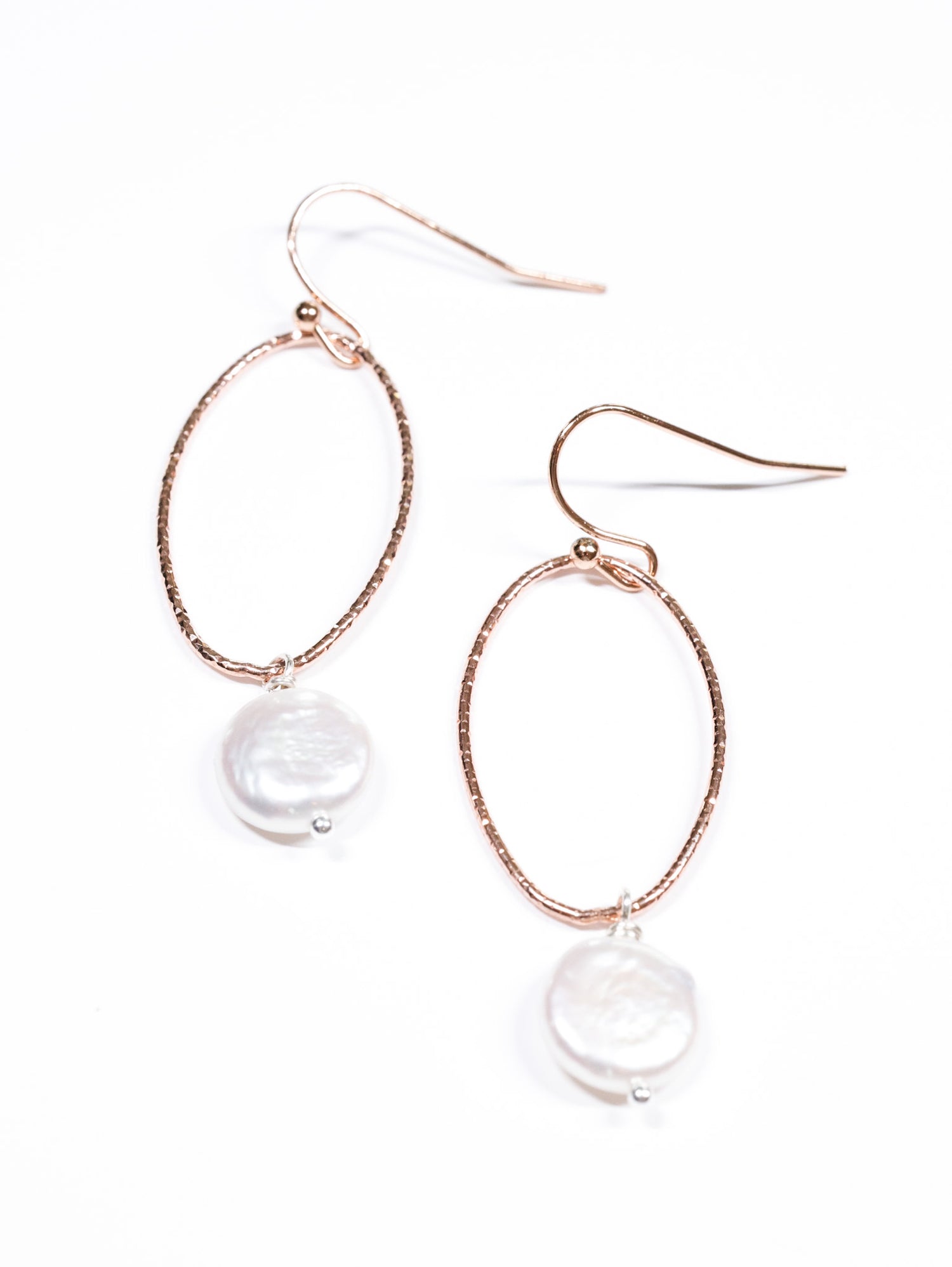 Paxton white pearl nh rose gold earrings