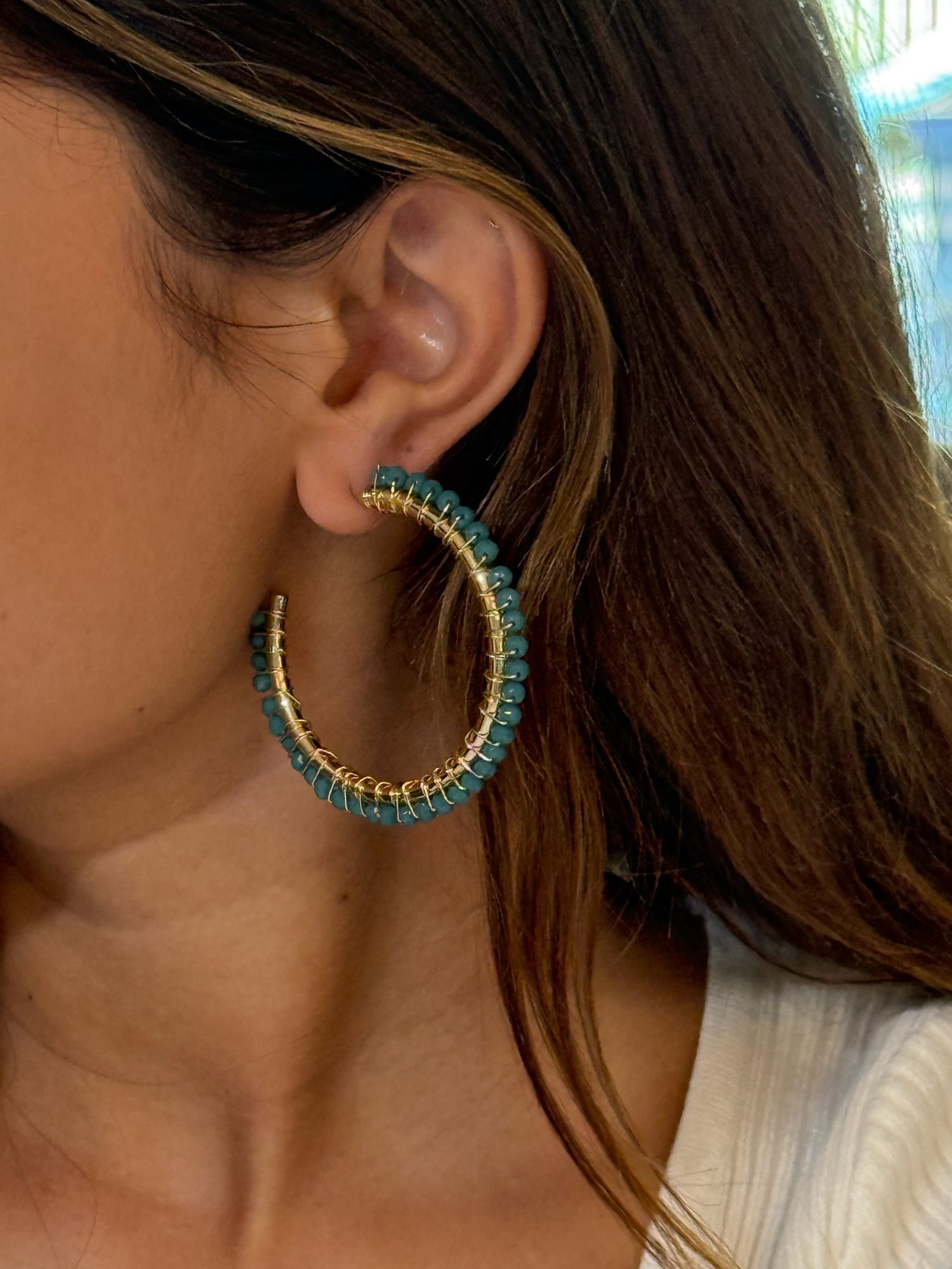 Mira Earrings in Teal