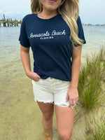 Pensacola Beach Tee in Navy Blue on Model