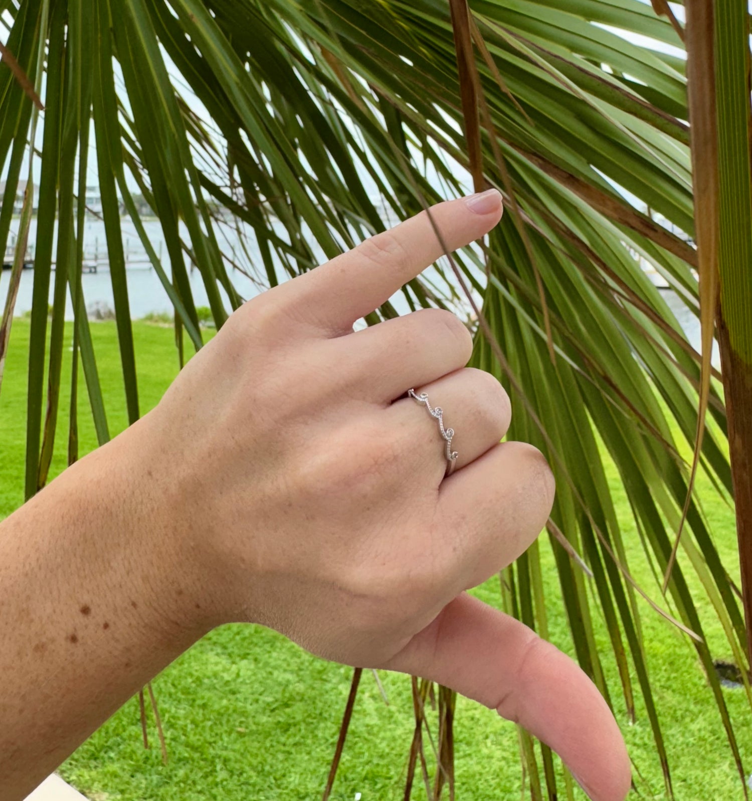 Tiny Sparkly Waves Ring-Silver