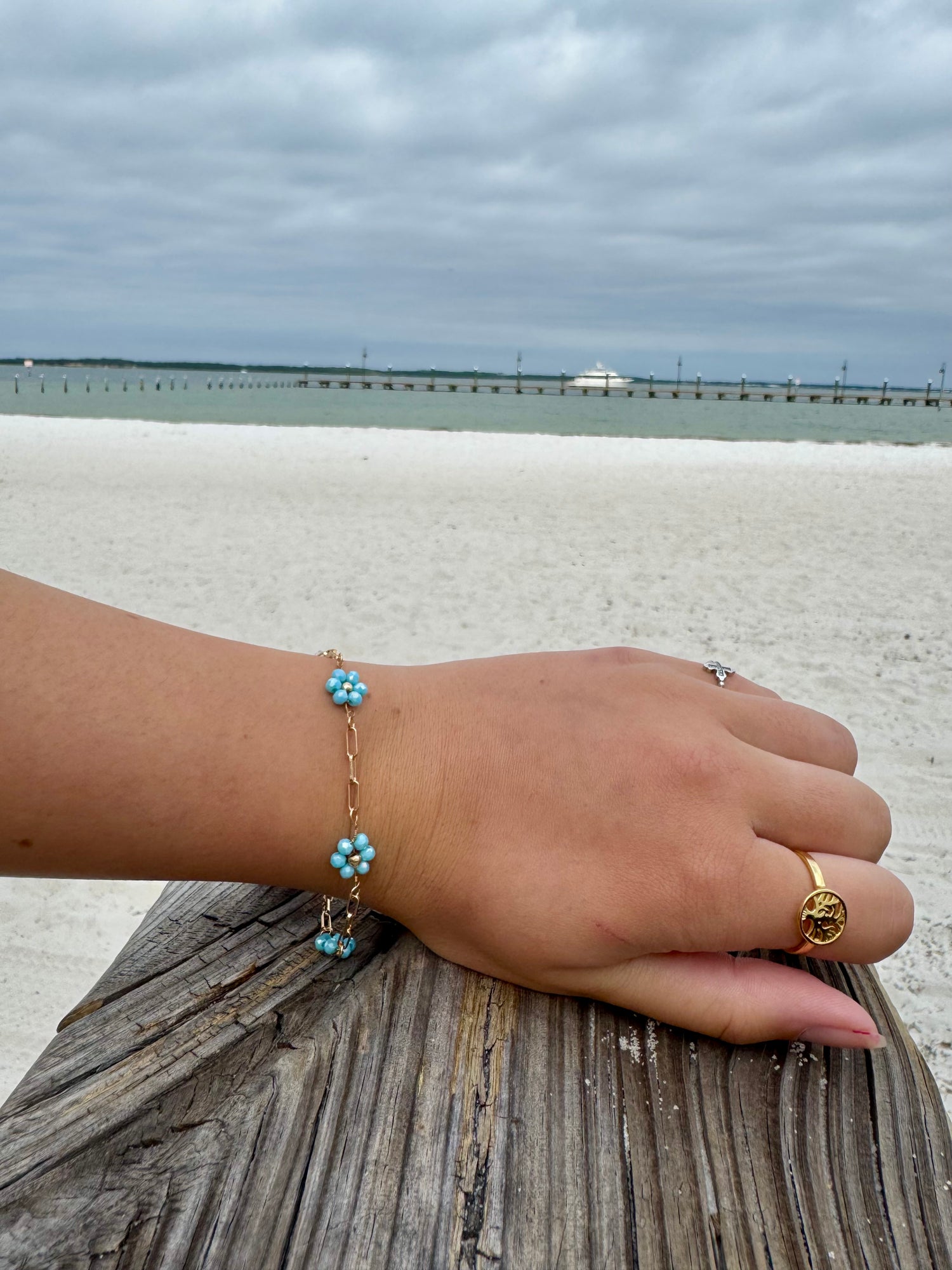 Daisy Bracelet in  Caribbean Blue