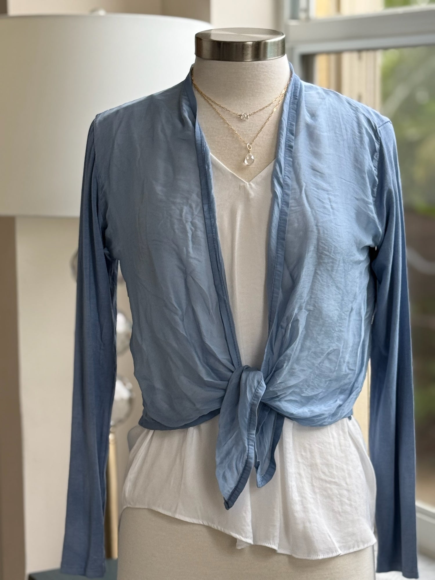 Chloe Silk Cardigan in blue