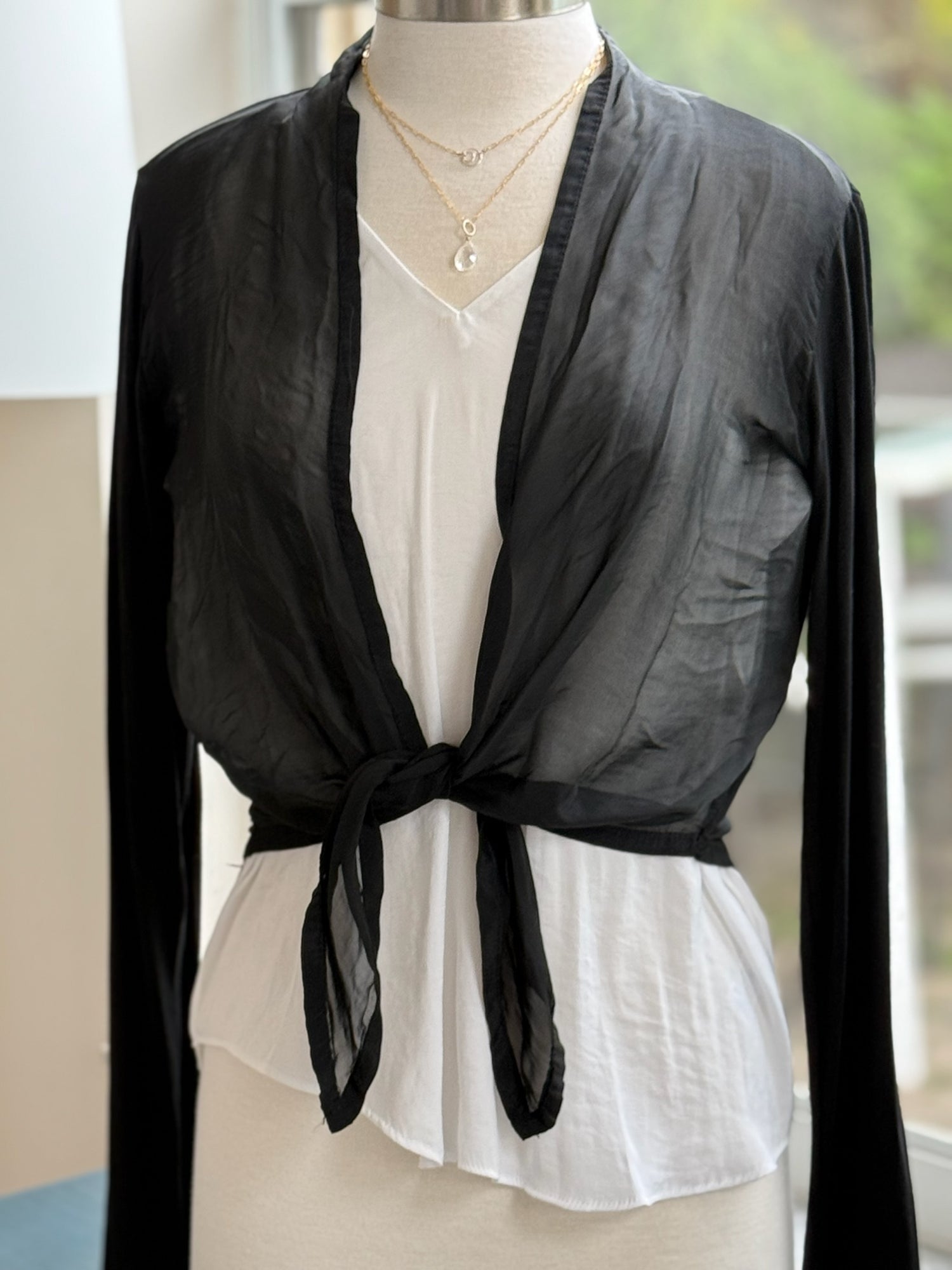 Chloe Silk Cardigan in Black