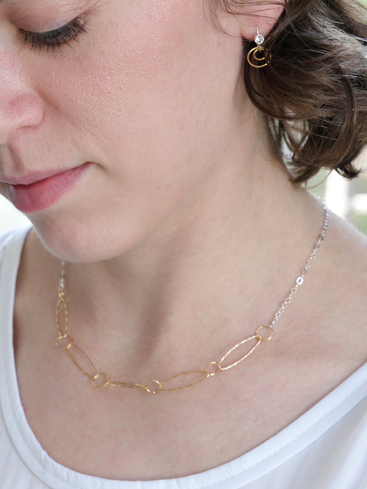 5 links Necklace -Gold & Silver