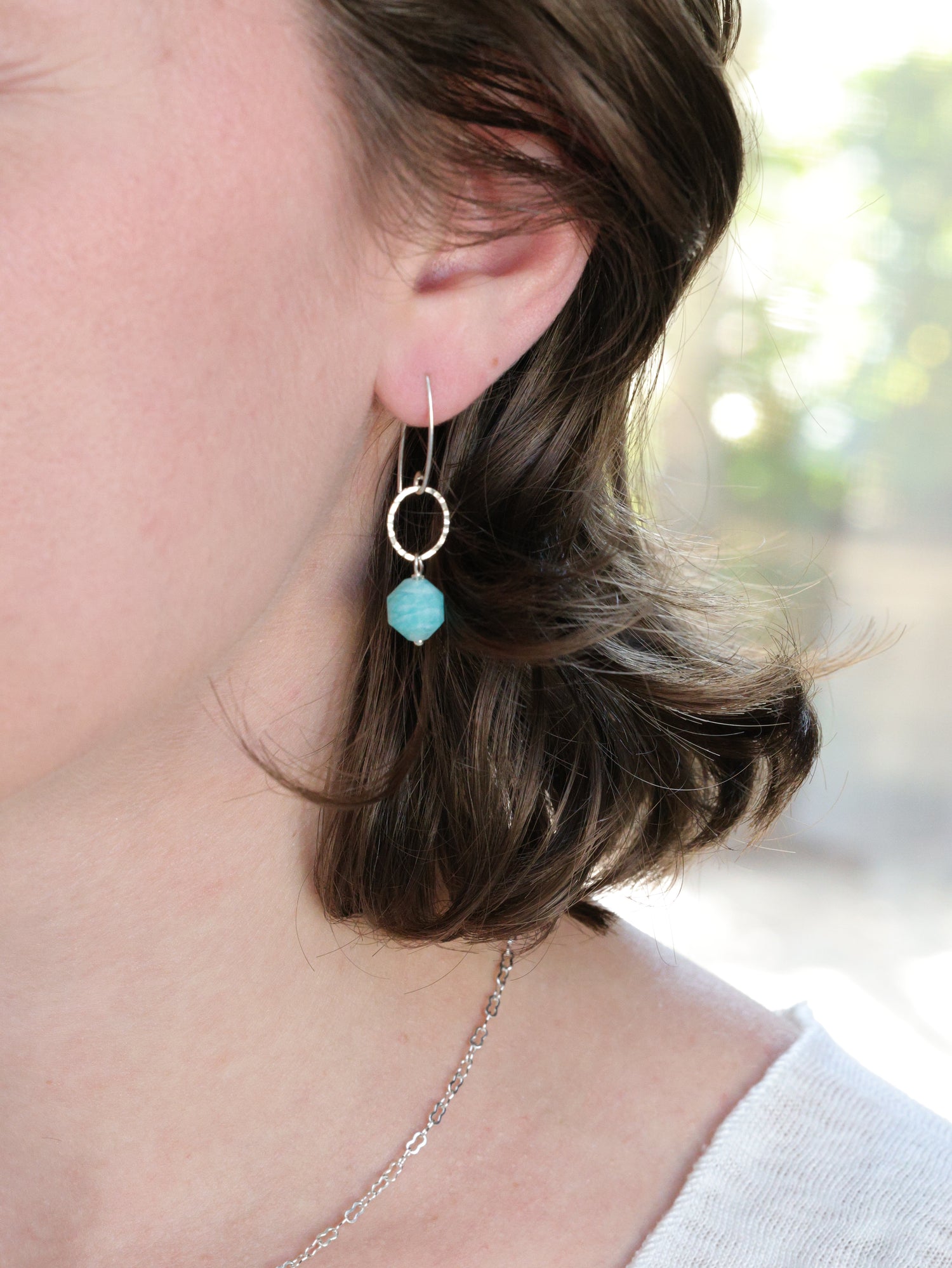 Amazonite Drop Earrings -sterling silver