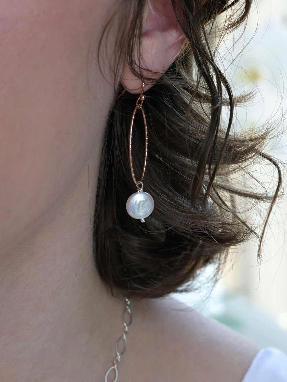 Paxton white pearl nh rose gold earrings