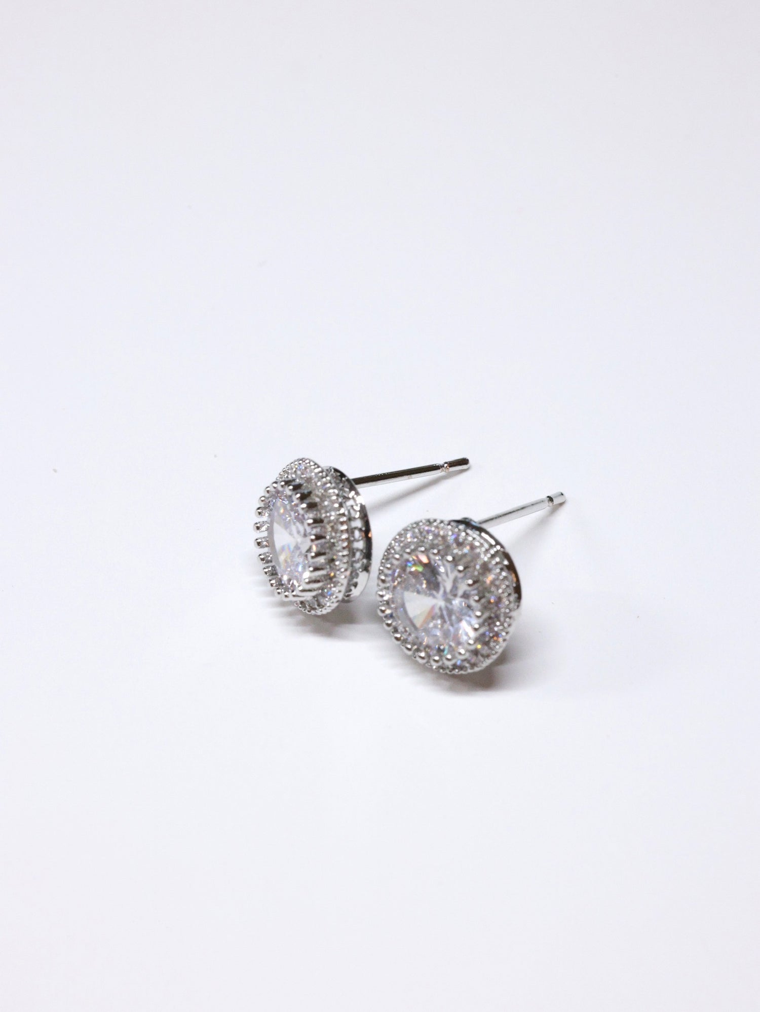 Mary Nickel Free Sparkly Stud Earrings in Silver