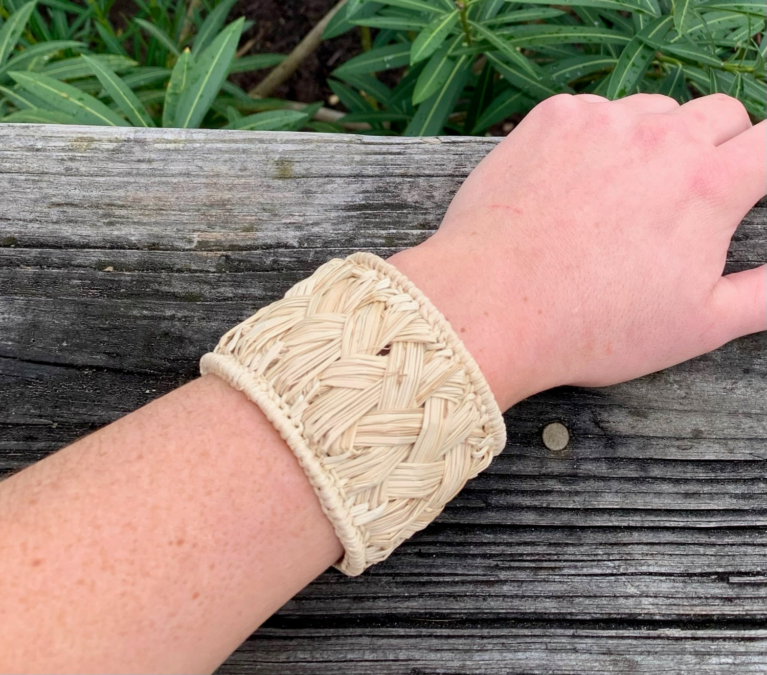 Ayita Braided Iraca Palm Cuff- Natural