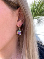 Narissa Abalone earring on model.