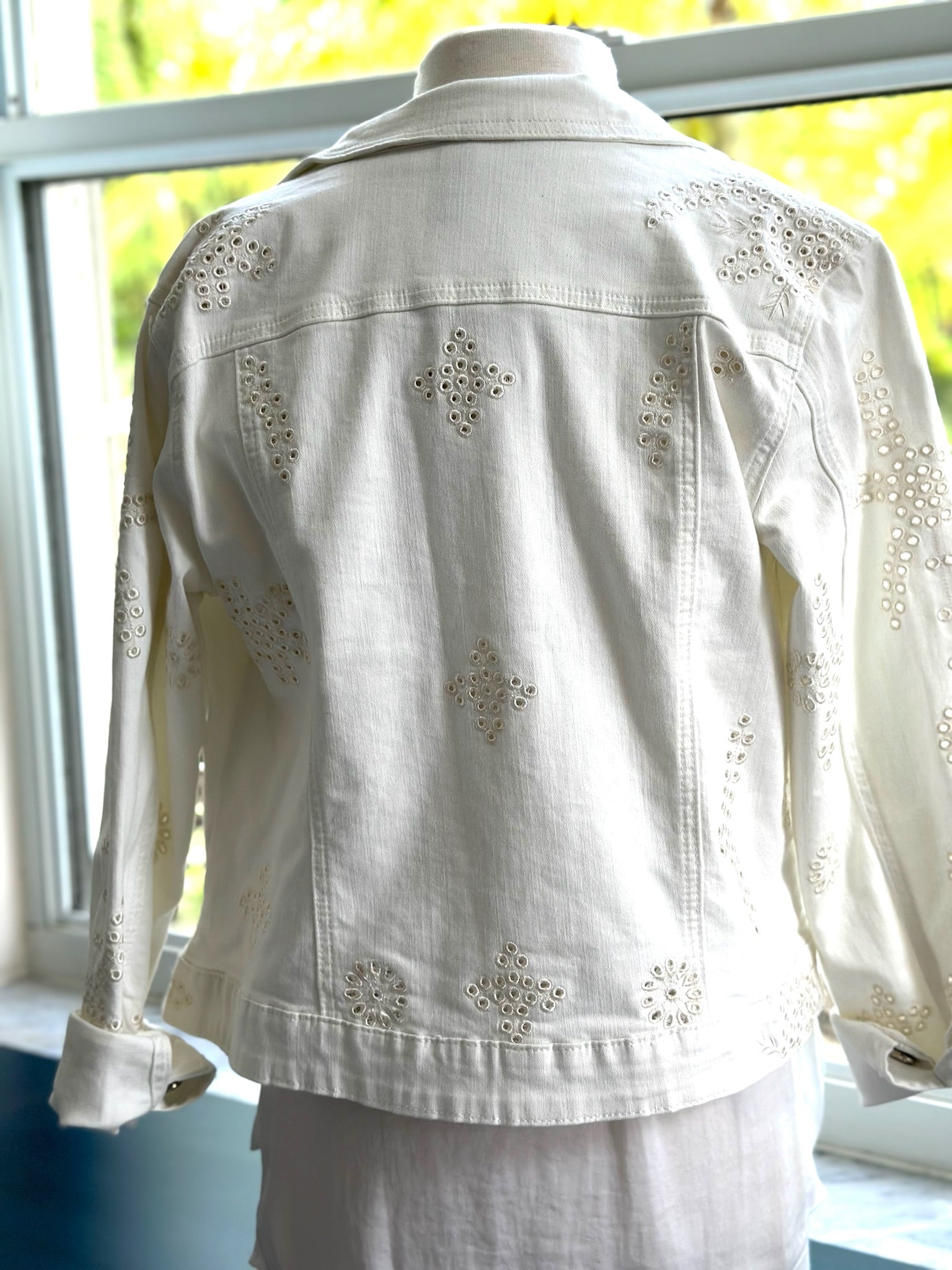 White Denim Eyelet Jacket