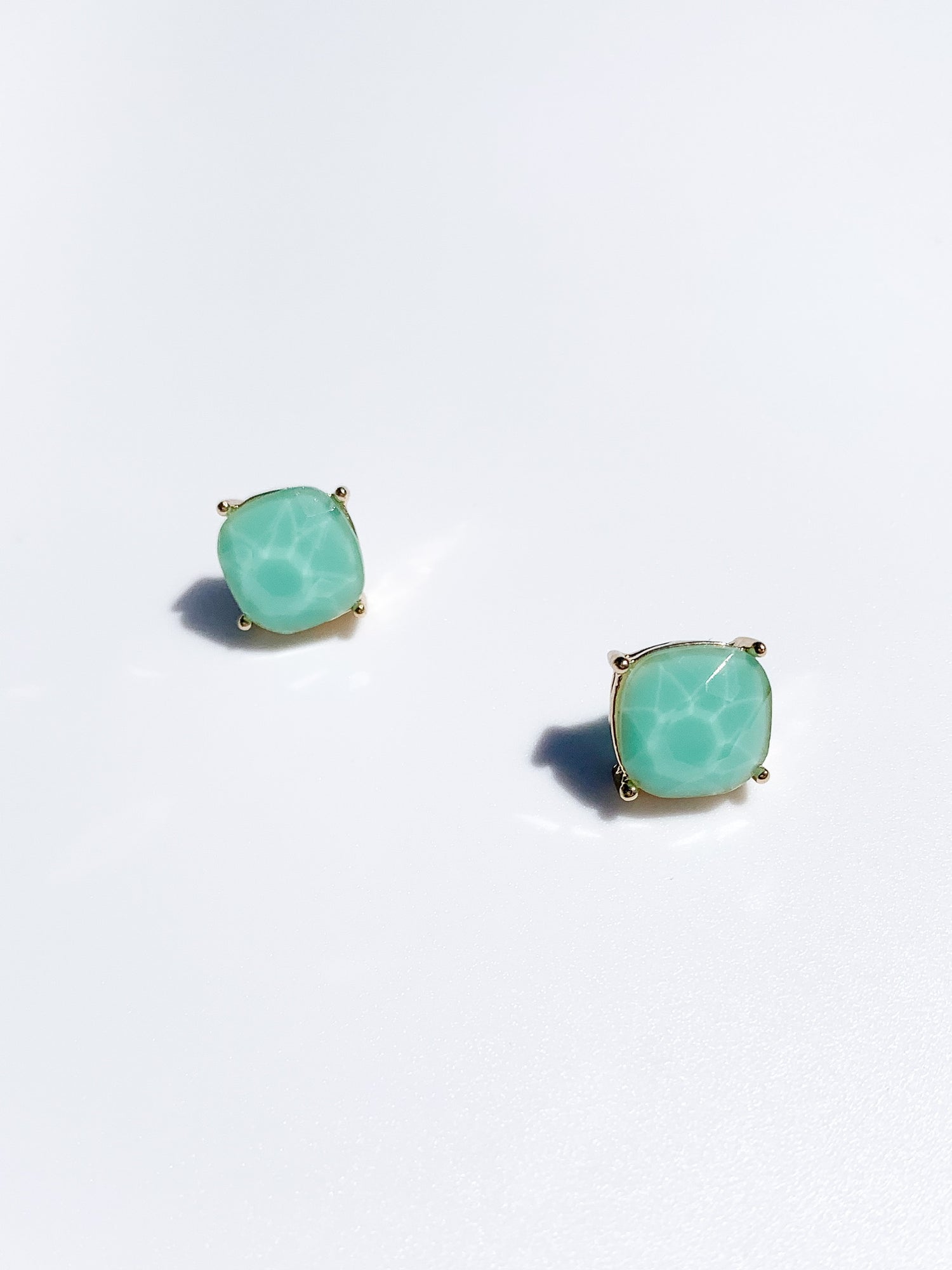 Adelaide Studs- Teal gold medium sized square stud