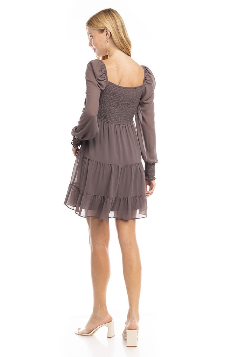 Marisa Long Sleeved Dress in Taupe